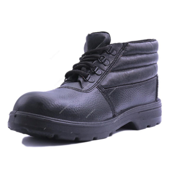 Rns High Ankle Steel Toe Safety Shoes, 942, Unicore, Size46, Split Leather, Black  -    