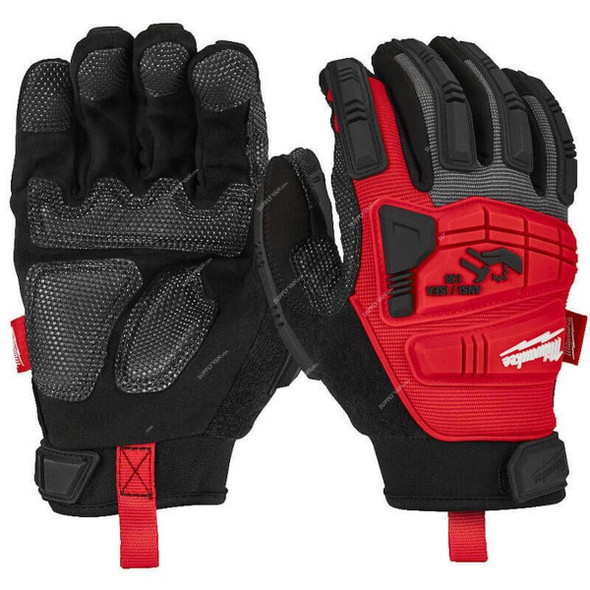 Milwaukee Impact Demolition Gloves, 4932471909, M, Black/Red