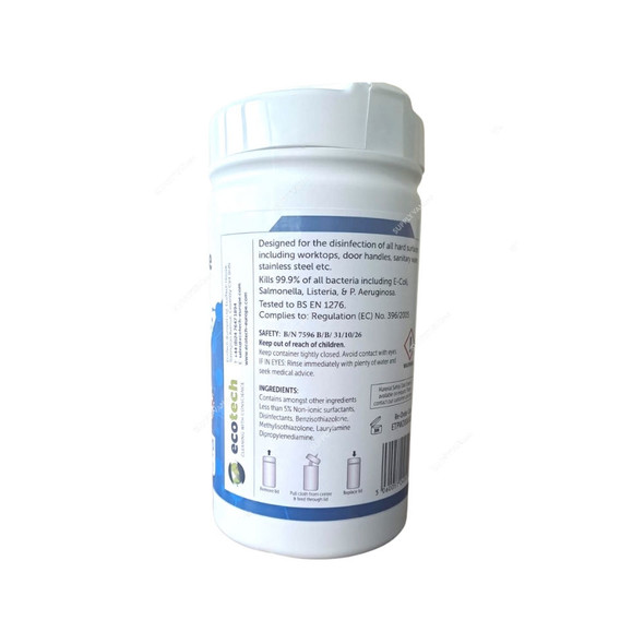 Ecotech Food Contact Safe Probe Disinfectant Wipes, 12CM Width x 13CM Length, 200 Pcs/Pack