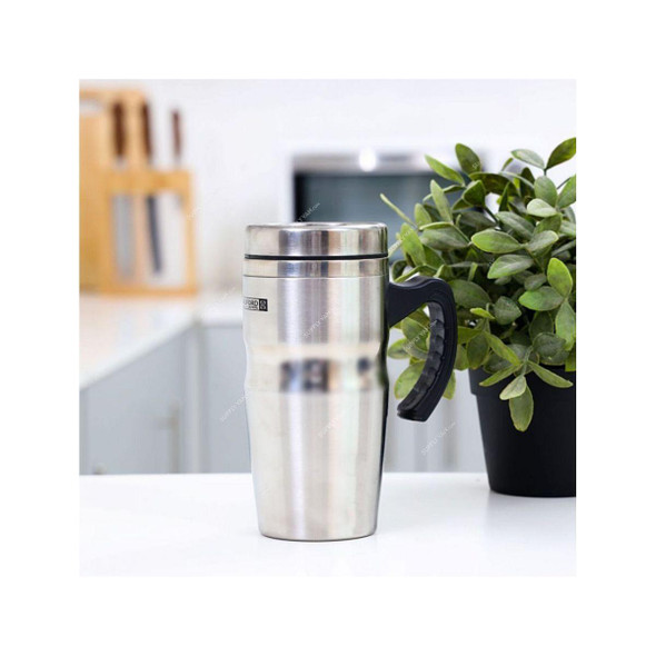 Royalford Double Wall Travel Mug, RF9817, Stainless Steel, 480ML, Silver  -    