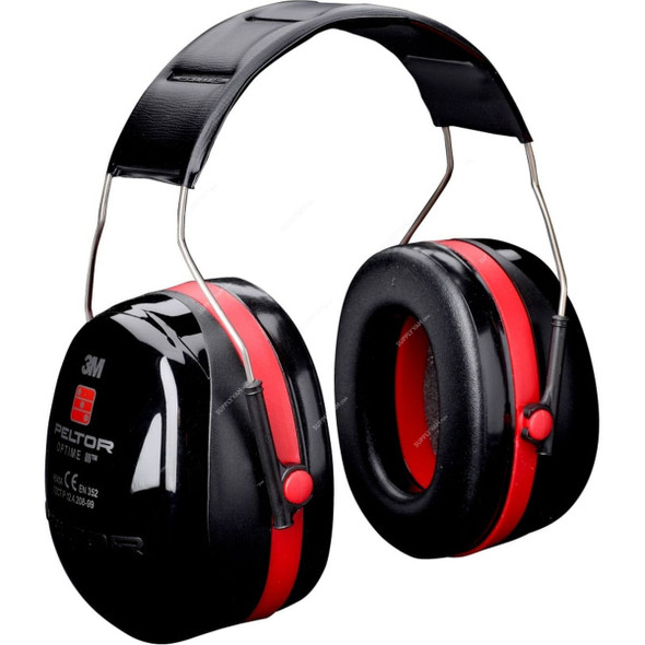 3M Headband Type Earmuff, H540A, Peltor, Optime III, 33dB, Class 5, Black/Red