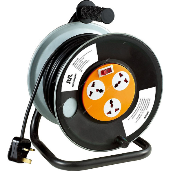 RR 4G Universal Socket Cable Reel With Lighted Switched, EBC15MT-UN, 1400W, 250V, 15 Mtrs Cable Length