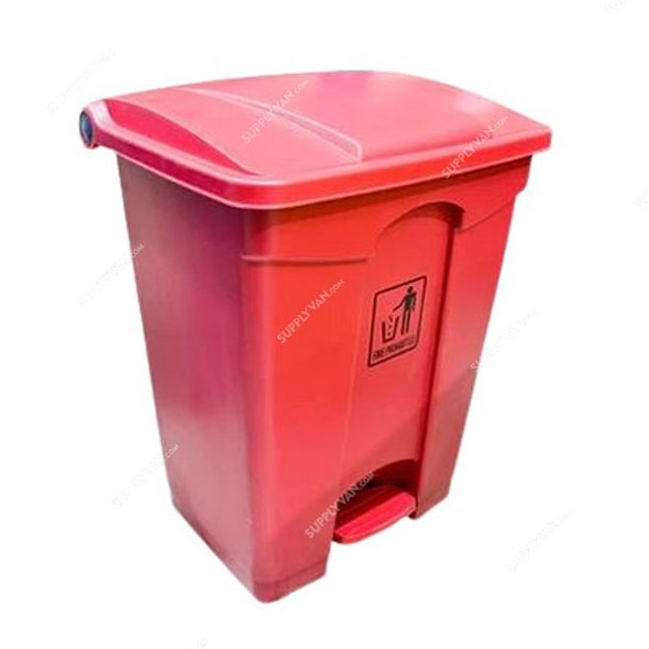 Garbage Bin With Pedal, 68 Ltrs, Red