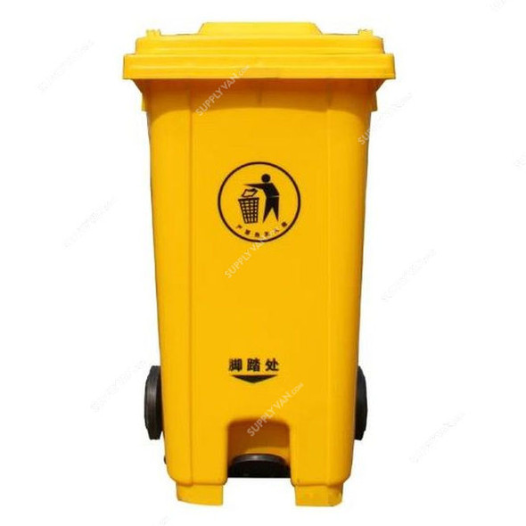 Garbage Bin With Middle Pedal, 240 Ltrs, Yellow