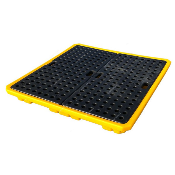 Sai-U 4 Drum Spill Pallet, DP004L, 2600 Kg Static Load Capacity, Yellow/Black