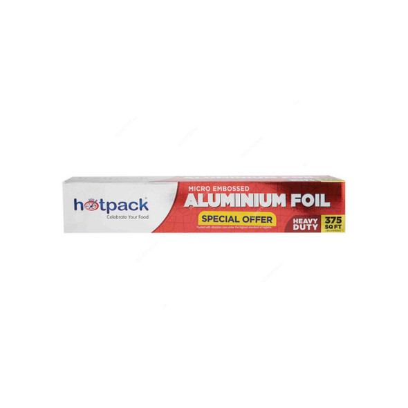 Hotpack Heavy Duty Micro Embossed Aluminium Foil, 375 SQ.FT, 45CM Width x 80 Mtrs Length