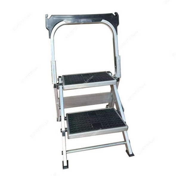 Warrior Wide Step Folding Platform Ladder, AM-WS-2, Aluminium, 2 Steps, 150 Kg Weight Capacity