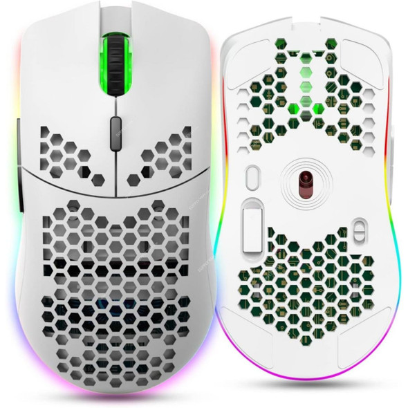 Hxsj Wireless Gaming Keyboard/Mouse Set, 2200mAh, White