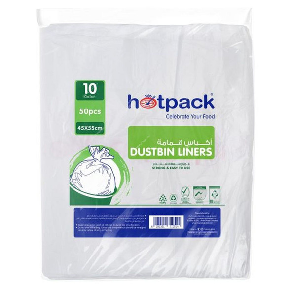 Hotpack Dustbin Liner Bag, 45CM Width x 55CM Length, White, 30 Packs/Carton