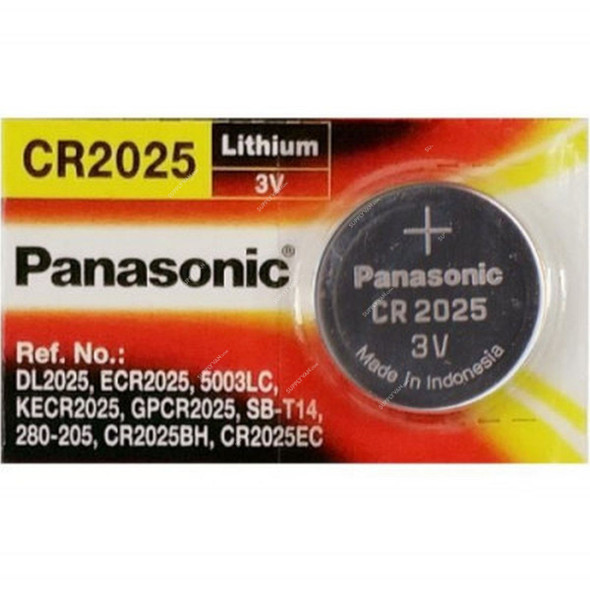 Panasonic Lithium Coin Battery, CR2025, 165mAh, 3V