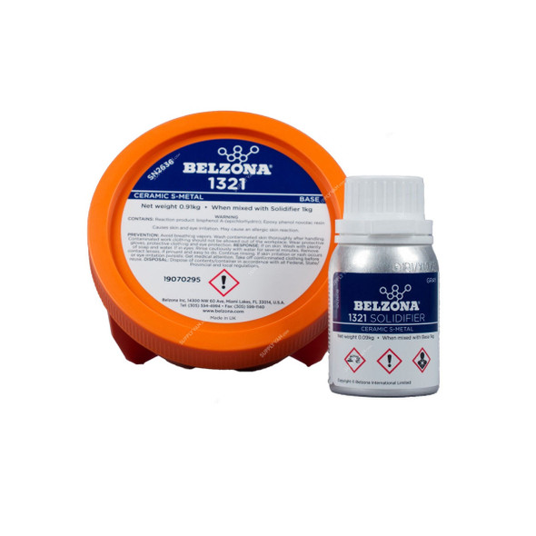 Belzona Ceramic S-Metal Epoxy Coating Base and Solidifier, B1321, 1300 Series, 1 Kg
