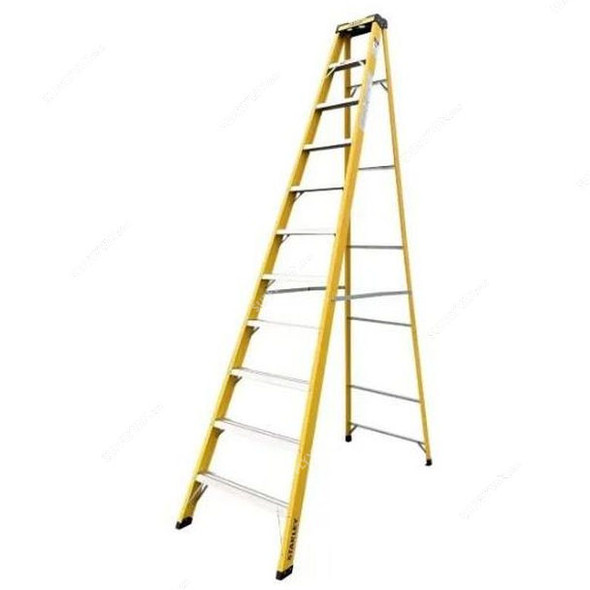 Stanley Step Ladder, SXLDFG-010, Fiberglass, 10 Steps, 150 Kg Loading Capacity