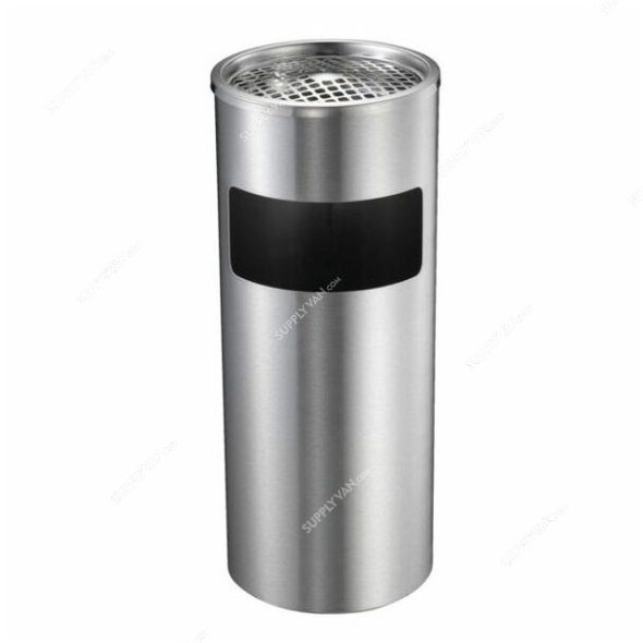 Brooks Outdoor Ashtray Bin, SS-ASH-236, Stainless Steel, 250MM Dia x 610MM Height, 20 Ltrs, Silver