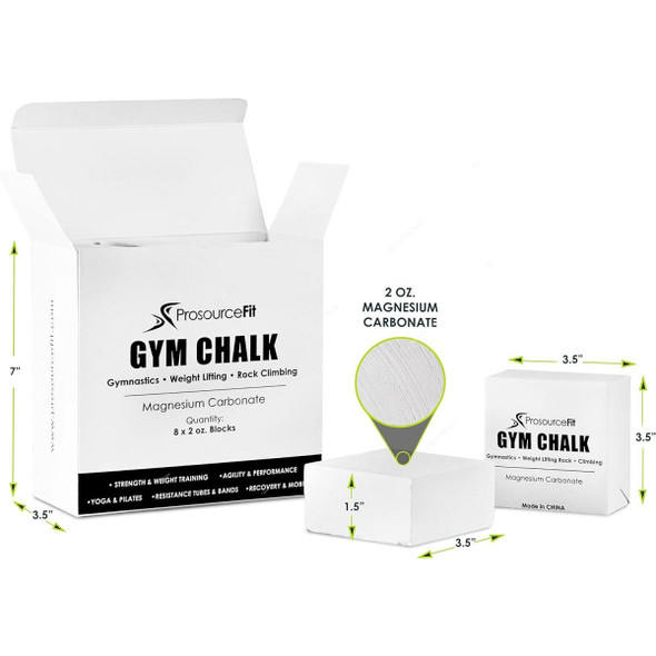 Prosourcefit Professional Grade Gym Chalk, Magnesium Carbonate, 2 Oz, 8 Pcs/Pack