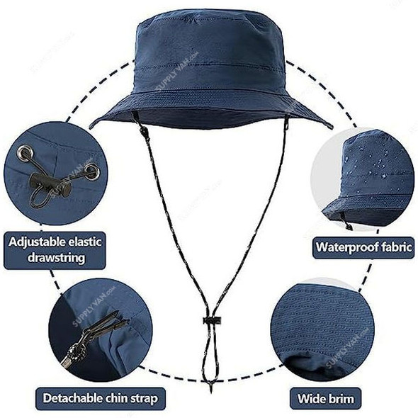 Alanx Waterproof Unisex Bucket Hat, Polyester, 2.75 Inch Width x 3.54 Inch Depth, Navy Blue