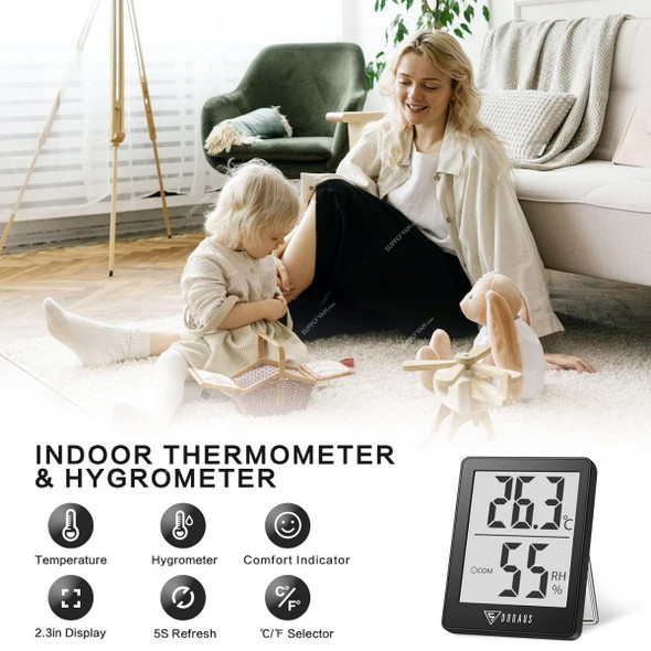 Doqaus Indoor Digital Thermometer, -50 to 70 Deg.C