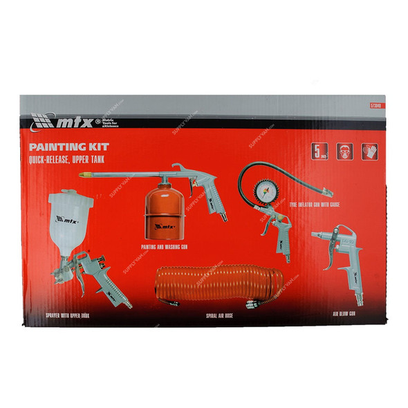 MTX Pneumatic Tool Set, 573049, 1/4 Inch Connection Size, 5 Pcs/Set