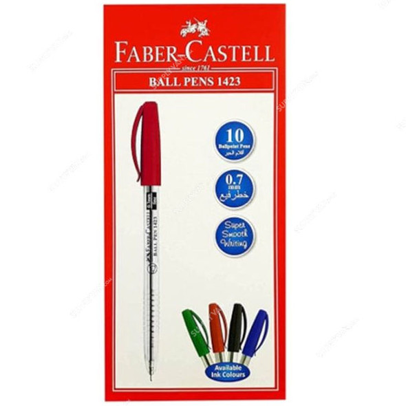 Faber-Castell Ball Pen, 1423, 0.7MM, Red, 50 Pcs/Pack