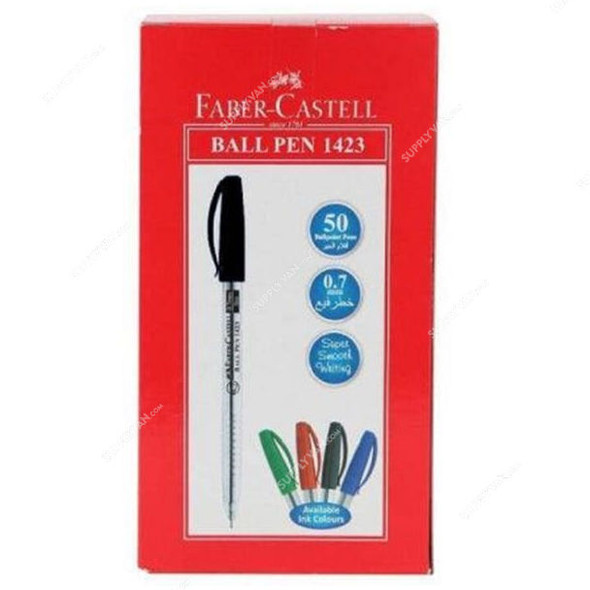 Faber-Castell Ball Pen, 1423, 0.7MM, Black, 50 Pcs/Pack