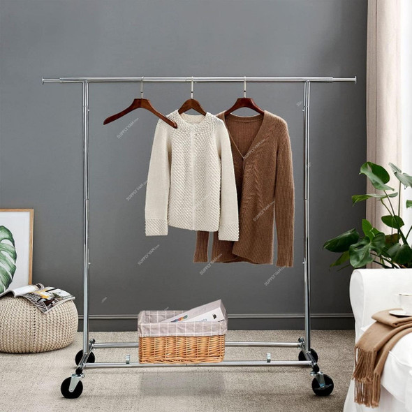 Lennd Heavy Duty Cloth Rack With Extendable Hanging Rail, 100 Kg Loading Capacity