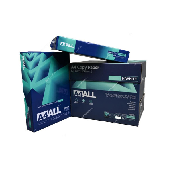 A4All Copy Paper, A4, 80 GSM, 500 Sheets, White, 5 Ream/Box