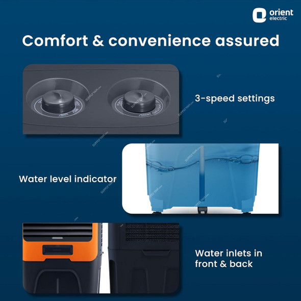 Orient Electric Ultimo Desert Air Cooler, CD8803H, 190W, 3650 Cu.M/Hr, 88 Ltrs Tank Capacity