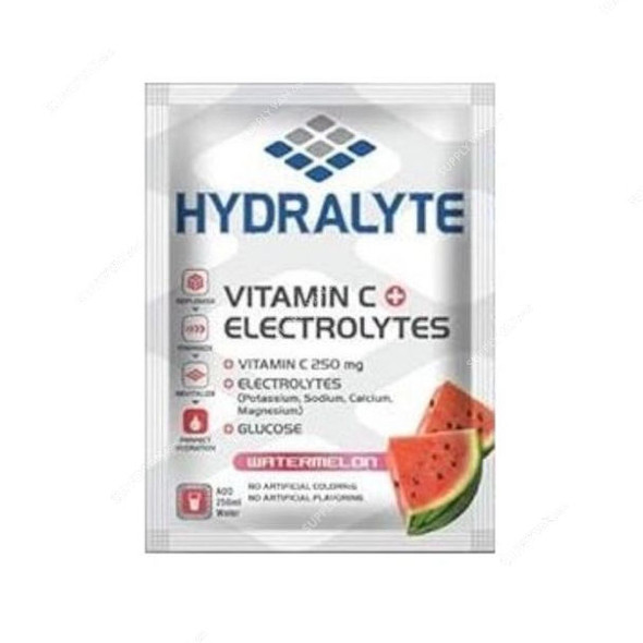 Hydralyte Hydration Sports Vitamin C Electrolyte Drink Powder, Watermelon Flavor, 10GM, 300 Pcs/Carton