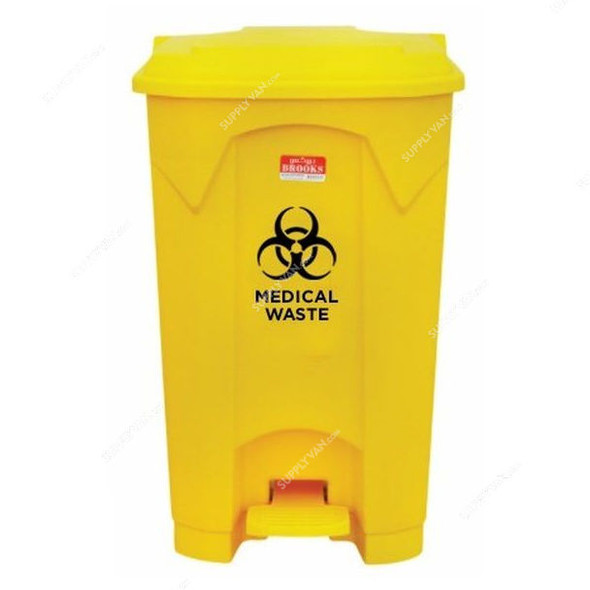 Brooks Medical Waste Bin, BKS-PDL-1189, 80 Ltrs, Yellow