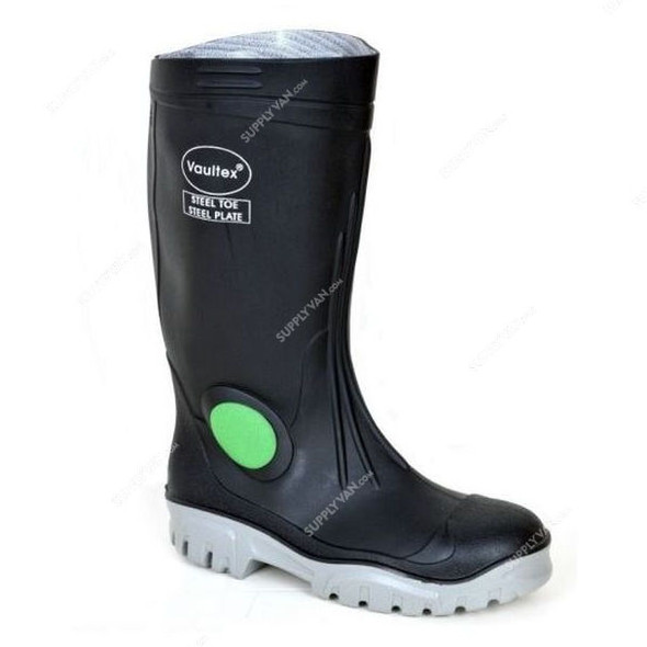 Vaultex Steel Toe Rain Boots, DGM, PVC, Size38, Black