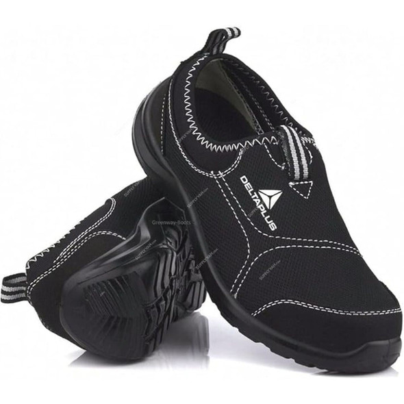 Delta Plus Miami S1P Canvas Slip On Steel Toe Safety Shoes, Polyester/Cotton, Size38, Black