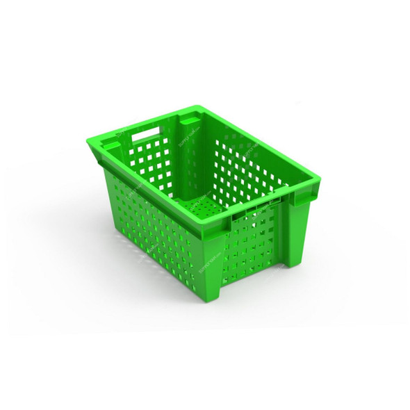 Nesting Crate, HDPE/Polypropylene, 280MM Height x 400MM Width x 600MM Length, 67 Ltrs Capacity, Green
