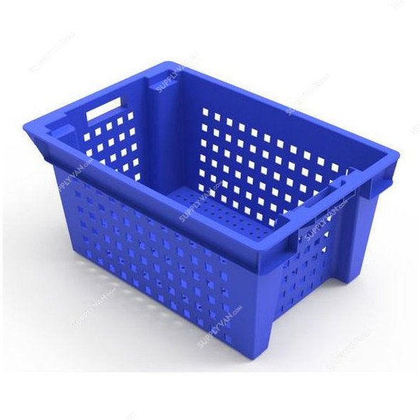 Nesting Crate, HDPE/Polypropylene, 280MM Height x 400MM Width x 600MM Length, 67 Ltrs Capacity, Blue