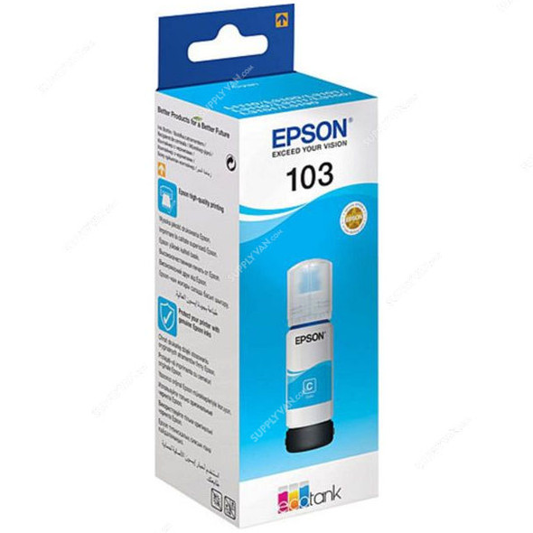 Epson Ink Bottle, C13T00S24A, 103 EcoTank, 65ML, Cyan