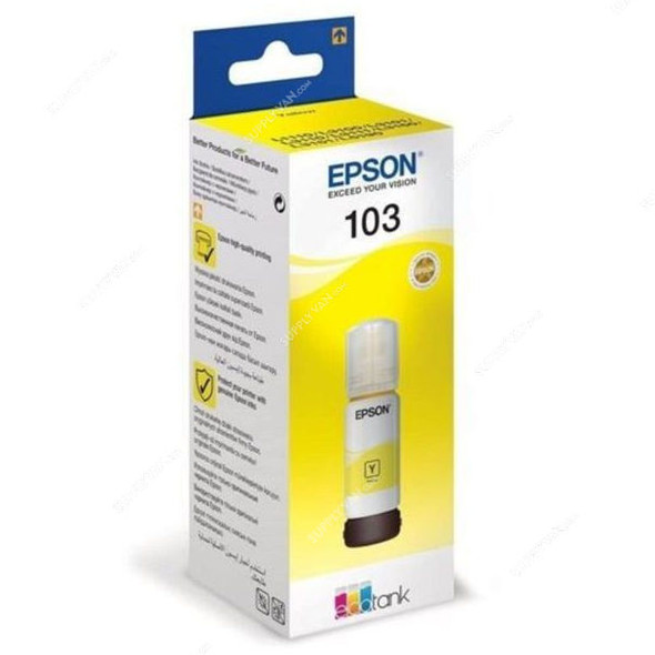 Epson Ink Bottle, C13T00S44A, 103 EcoTank, 65ML, Yellow