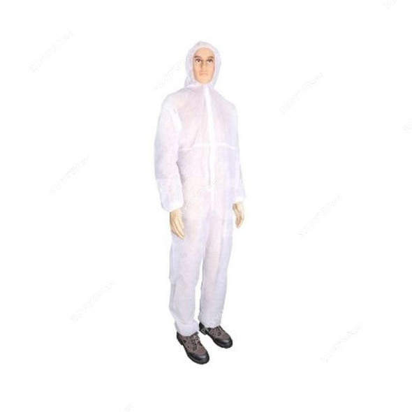 Vaultex Disposable Coverall, BOE, Polypropylene, 40 GSM, M, White, 100 Pcs/Pack