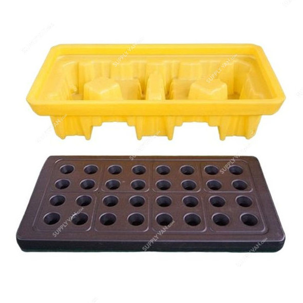 2 Drum Spill Pallet, 300MM Height x 680MM Width x 1300MM Length, 1200 Kg Static Load Capacity