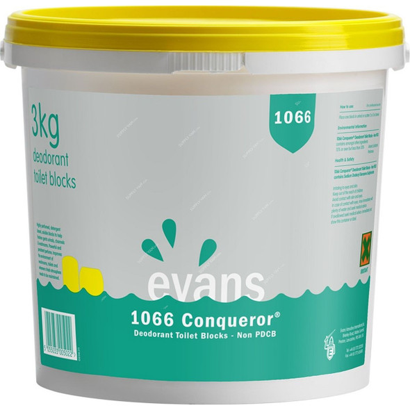 Evans 1066 Conqueror Deodorant Toilet Block, 3 Kg, Dyed Yellow