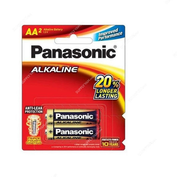 Panasonic Alkaline Battery, LR6T-4B, AA, 1.5V, 2 Pcs/Pack