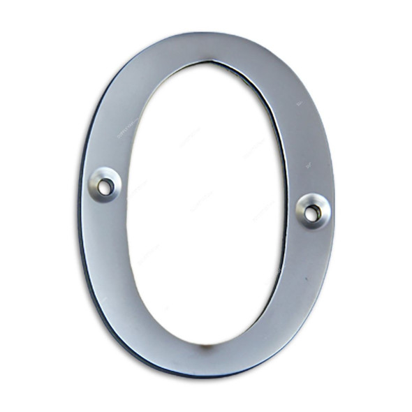 Chrome Plated House Door Number "0", KT-1751, 2 Inch, Aluminium, Silver