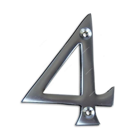 Chrome Plated House Door Number "4", KT-1755, 2 Inch, Aluminium, Silver