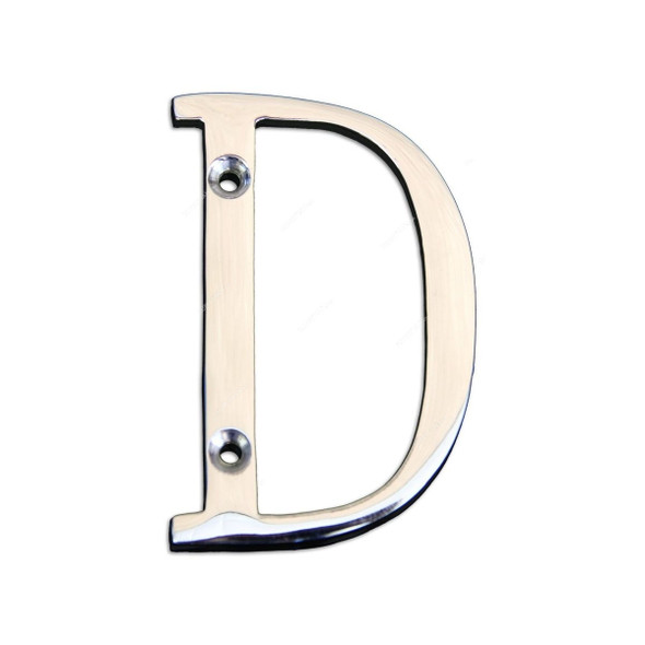 Chrome Plated House Door Letter "D", KT-1994, 2 Inch, Aluminium, Silver