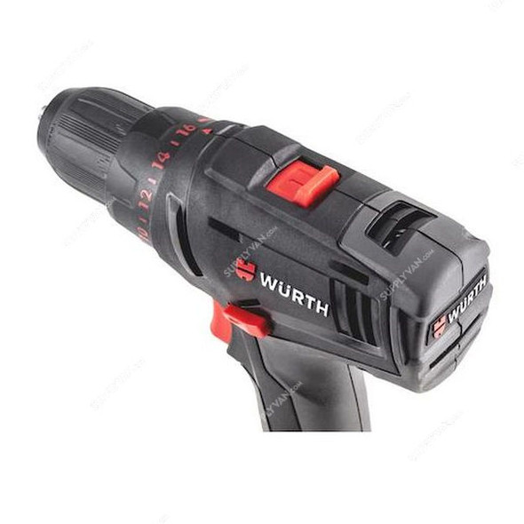 Wurth Cordless Drill Driver, 5701101002, 12VDC, 2x 2.0 Ah Battery, 10MM Drill Dia