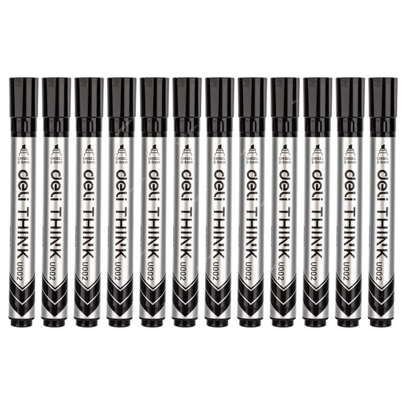 Deli Whiteboard Marker, EU00220, 2-5MM Tip Size, Black, 12 Pcs/Pack