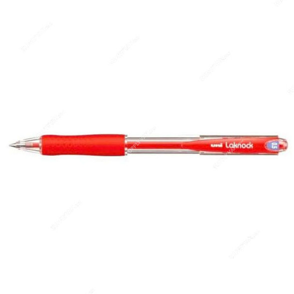 Uni-Ball Ballpoint Pen, SN-100, Laknock, 0.5MM Tip Size, Red, 12 Pcs/Pack