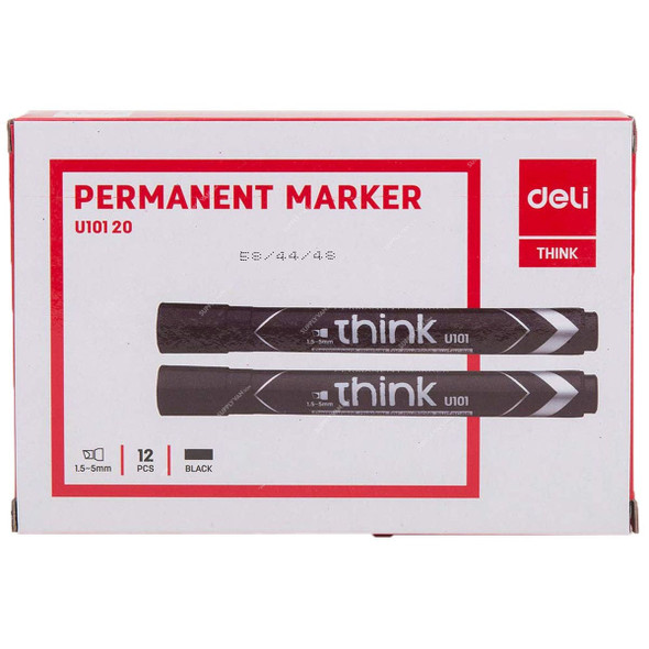 Deli Permanent Marker, EU10120, 1.5MM Tip Size, Black, 12 Pcs/Pack