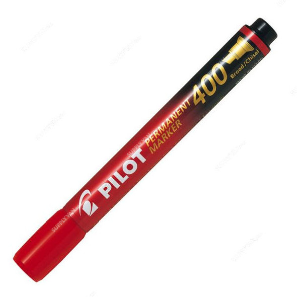 Pilot Permanent Marker, SCA400, Chisel Tip, 1.5-4.0MM Tip Size, Red, 12 Pcs/Pack