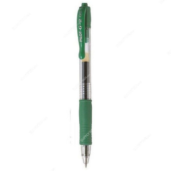 Pilot Retractable Gel Pen, BL-G2-5-G, 0.5MM Tip Size, Green, 12 Pcs/Pack