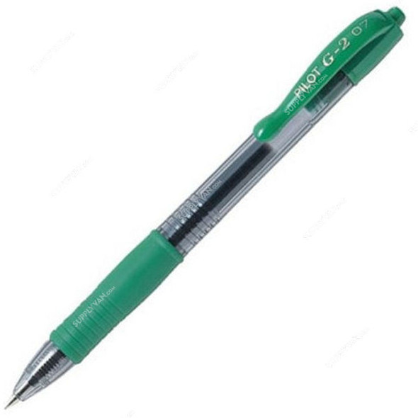 Pilot Retractable Gel Pen, BL-G2-7-G, 0.7MM Tip Size, Green, 12 Pcs/Pack