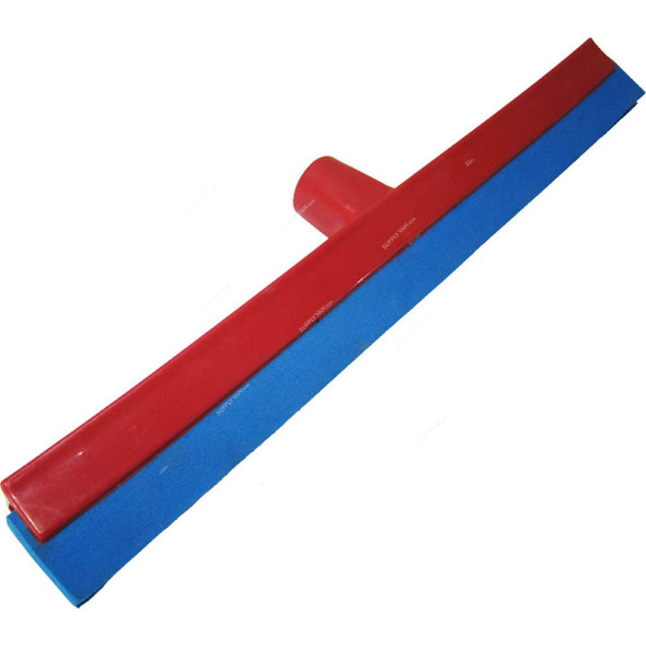 Moonlight Double Blade PVC Wiper With 120CM Wooden Stick, 42CM Length, Red/Blue