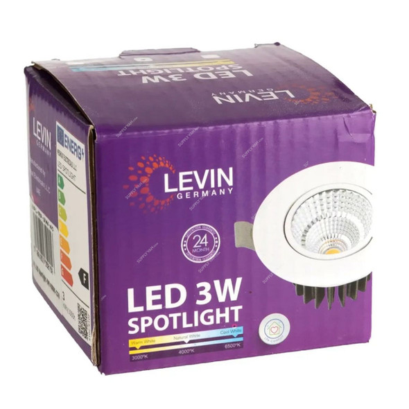 Levin Adjustable COB LED Spotlight, LSPL-RP-40, IP20, 3W, 4000K, Neutral White Levin Adjustable COB LED Spotlight, LSPL-RP-40, IP20, 3W, 4000K, Neutral White